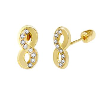 14K Gold Infinity Lab Diamonds Stud Earrings W. Screw-Back - Shryne Diamanti & Co.