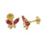 Red & White Lab Diamonds Dragonfly 14K Yellow Gold Stud Earrings W. Screw Back - Shryne Diamanti & Co.