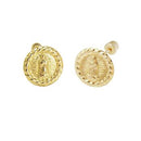 14K Gold Lady of Guadalupe Stud Earrings W. Screw Back - Shryne Diamanti & Co.