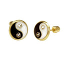 Yin Yang Enamel in 14K Gold W. Screw-Back Stud Earrings - Shryne Diamanti & Co.