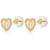 14K Gold Micro Pave Lab Diamonds Double Heart Stud Earrings W. Silicone Backing - Shryne Diamanti & Co.