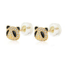 14K Gold Panda Lab Diamonds - Enamel Stud Earrings With Silicone Back - Shryne Diamanti & Co.