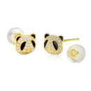 14K Gold Panda Lab Diamonds - Enamel Stud Earrings With Silicone Back - Shryne Diamanti & Co.