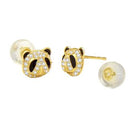 14K Gold Panda Lab Diamonds - Enamel Stud Earrings With Silicone Back - Shryne Diamanti & Co.