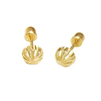 14K Yellow Gold Half Ball D/C W. Screw Back Stud Earrings - Shryne Diamanti & Co.