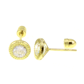 14K Gold D/C Bezel-Set 5mm Round Lab Diamonds W. Screw-Back Stud Earrings