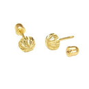 14K Yellow Gold Half Ball D/C W. Screw Back Stud Earrings - Shryne Diamanti & Co.