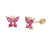 14K Gold Ruby Lab Diamonds Butterfly Stud Earrings W. Screw Back - Shryne Diamanti & Co.