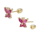 14K Gold Ruby Lab Diamonds Butterfly Stud Earrings W. Screw Back - Shryne Diamanti & Co.