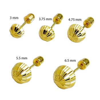 14K Yellow Gold Half Ball D/C W. Screw Back Stud Earrings - Shryne Diamanti & Co.