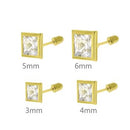 14K Gold Square Lab Diamonds Bezel-Set W. Screw-Back Stud Earrings - Shryne Diamanti & Co.