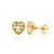 14K Yellow Gold Heart Bezel Setting Lab Diamonds Stud Earrings W. Push Back - Shryne Diamanti & Co.