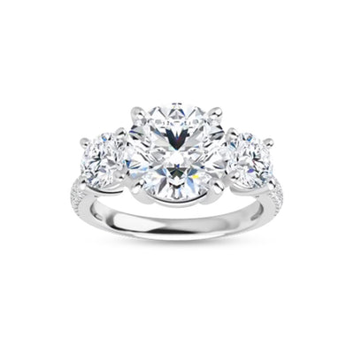 Round Moissanite 3 Stone Engagement Ring – 2.20tcw – 4.80tcw - Shryne Diamanti & Co.