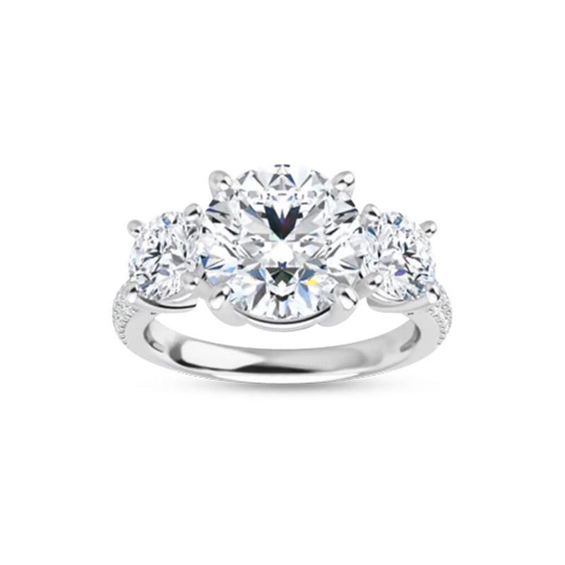 Round Moissanite 3 Stone Engagement Ring – 2.20tcw – 4.80tcw - Shryne Diamanti & Co.
