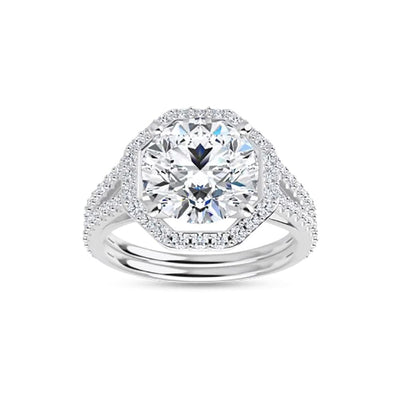 Round Moissanite Halo Engagement Ring – 2.70tcw – 4.40tcw - Shryne Diamanti & Co.