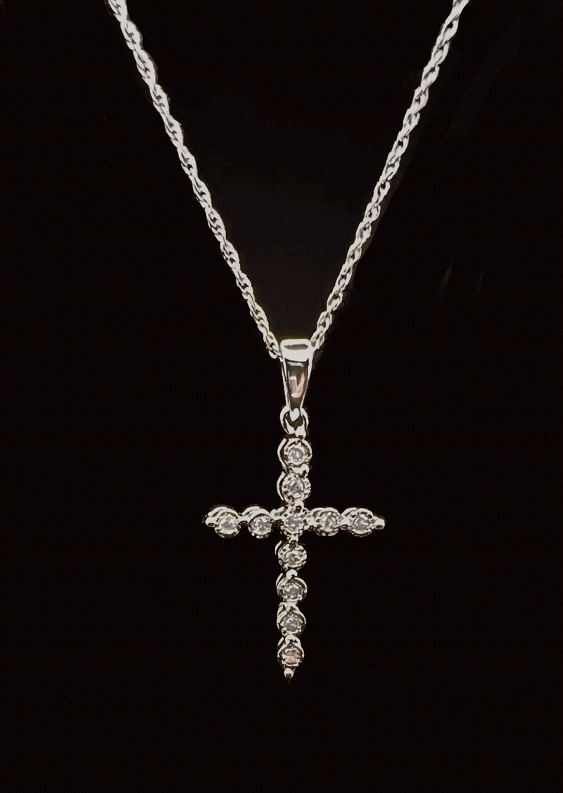 Natural Diamond Cross Pendant Necklace