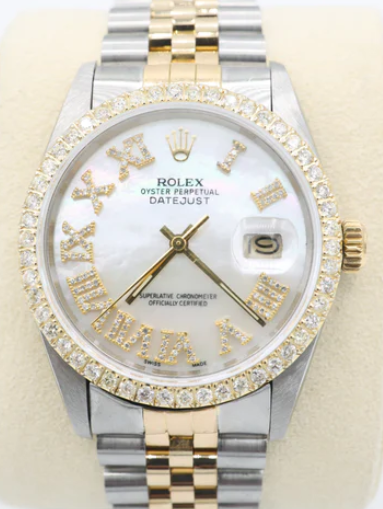 Rolex Pearl Datejust 36MM w/ Diamond Bezel - Shryne Diamanti & Co.