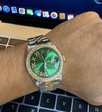 Rolex Green Datejust 36MM w/ Diamond Bezel - Shryne Diamanti & Co.