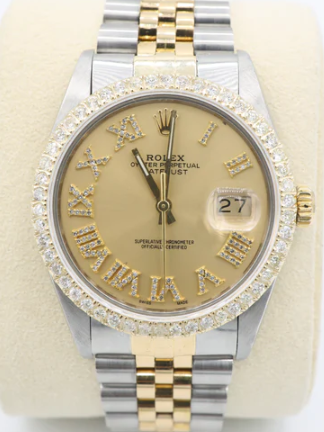 Rolex Champagne Datejust 36MM w/ Diamond Bezel - Shryne Diamanti & Co.