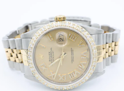 Rolex Champagne Datejust 36MM w/ Diamond Bezel - Shryne Diamanti & Co.