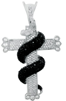 Sterling Silver Hip Hop Micro Pave Cross Black & White - Shryne Diamanti & Co.