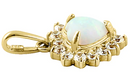 14K Yellow Gold White Opal Halo Heart - Shryne Diamanti & Co.