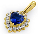 14K Gold Heart Halo Blue Sapphire - Shryne Diamanti & Co.