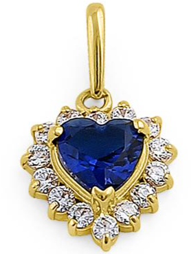 14K Gold Heart Halo Blue Sapphire - Shryne Diamanti & Co.