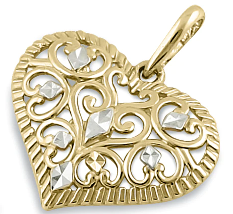 14K Gold Filigree Heart - Shryne Diamanti & Co.