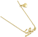 14K "Love" and Dangling Heart Necklace - Shryne Diamanti & Co.