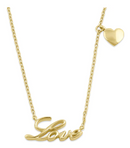 14K "Love" and Dangling Heart Necklace - Shryne Diamanti & Co.