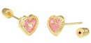 14K Simple Pink Heart Screw Back Stud - Shryne Diamanti & Co.