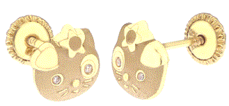 14K Hello Kitty Stud Earrings W. Screw Back - Shryne Diamanti & Co.