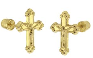 14K Crucifix Cross Studs W. Screw Back - Shryne Diamanti & Co.