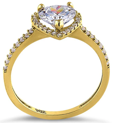 14K Gold Heart Cut Halo Ring - Shryne Diamanti & Co.