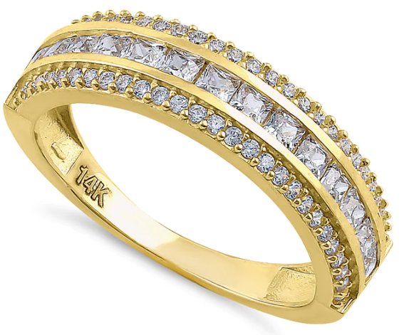 14K Channel Princess Cut Cluster Ring - Shryne Diamanti & Co.