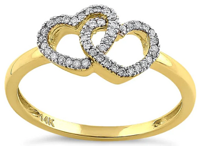 14K Double Heart Diamond Ring - Shryne Diamanti & Co.