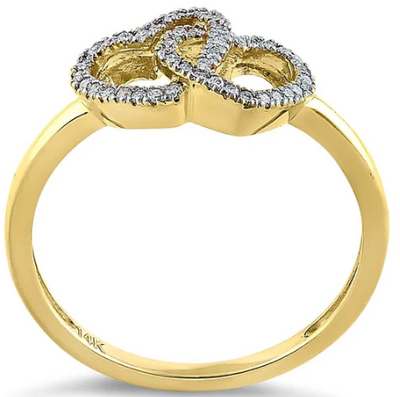 14K Double Heart Diamond Ring - Shryne Diamanti & Co.