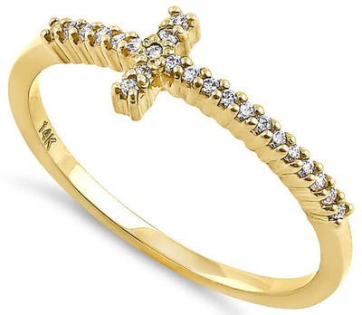 14K Gold Cross Diamond Ring - Shryne Diamanti & Co.