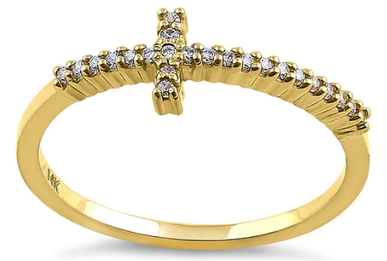 14K Gold Cross Diamond Ring - Shryne Diamanti & Co.