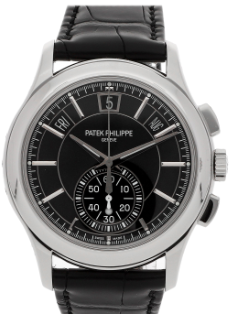 Patek Philippe Complications Flyback Chronograph Platinum 42mm Black Dial - Shryne Diamanti & Co.