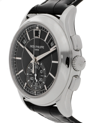 Patek Philippe Complications Flyback Chronograph Platinum 42mm Black Dial - Shryne Diamanti & Co.