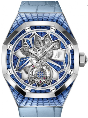 Audemars Piguet Royal Oak Concept Flying Tourbillon 38.5mm White Gold Sapphires Alligator Leather Strap - Shryne Diamanti & Co.