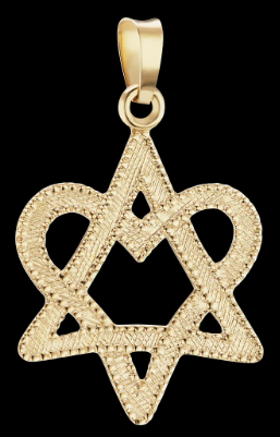 14K GOLD STAR OF DAVID WITH HEART SET - Shryne Diamanti & Co.