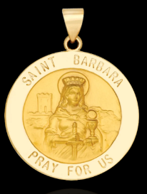 14K GOLD ROUND SAINT BARBARA/SHANGO MEDALLION - Shryne Diamanti & Co.